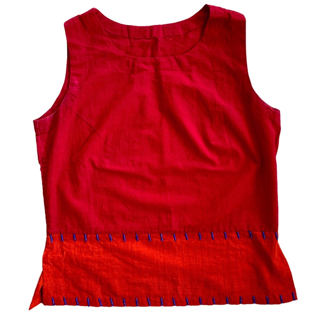 Red linen tank top